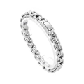 Men's interlocking curb chain bracelet in silver stainless steel on white background - 10mm x 22cm / Steel Color (KB169271-KJX)