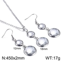 Set gioielli in acciaio al titanio argento con cristalli sfaccettati collana e orecchini - Bianco (KS217528-Z)