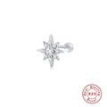 S925 sterling silver octagonal star stud earring with sparkling cubic zirconia stones - Platinum Star Zircon