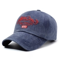Vintage-Baseballcap aus dunkelblauem Denim mit roter New York City-Stickerei - Verstellbar / Marineblau