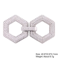 Detailed view of silver hexagonal jewelry clasp encrusted with clear zircon stones - Style-32 (Silver Pave Double Hexagon)