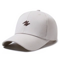 Beige cotton twill baseball cap with brown 3D embroidery on pure white background - Adjustable / Light Beige