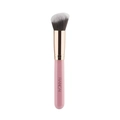 Angled foundation brush with pink handle and dense synthetic fiber bristles for makeup - Pink Gold