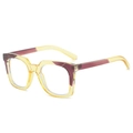 Retro oversized square sunglasses in two-tone burgundy and translucent yellow finish - Purple Yellow Frame (Clear Lens)