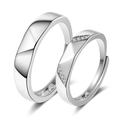 Adjustable S925 silver couple rings set with geometric cut and zircon inlay - Ql017 / Male Style