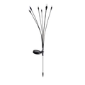 Solar powered garden stake light with multiple white LED bulbs on flexible black branches - Firefly Light (6-Head) Warm White