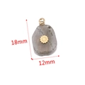 Square stainless steel pendant with gray spotted stone and golden sun charm 18x12mm - Gray Moonstone Inlay - Sun