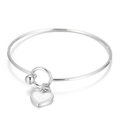 Elegant silver stainless steel bracelet with round and heart pendants in a polished finish - Silver White Heart Bracelet (KB165590-Z)