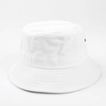 Close-up of durable white cotton twill fabric and stitching on a minimalist bucket hat - M (56-58cm) / White