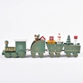 Dark green wooden Christmas train set with four sections featuring hand-painted bears - Green Small Train