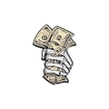 Spilla in smalto con mano di scheletro che stringe un mazzo di banconote da 100 dollari - Mano di teschio con soldi (QHXZ2288)