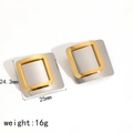 Pendientes rectangulares de titanio en dos tonos oro y plata, diseño geométrico chic - Estilo de color mixto (TE60080-M)