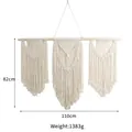 Boho handmade woven wall tapestry with tassels and natural wood beam 110x82cm - Three Sheep Good Fortune Decor