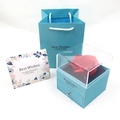 Tiffany blue gift box with red soap rose and jewelry drawer, featuring matching gift bag - Fresh Blue