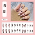 Long coffin press-on nails featuring elegant pink and black butterfly wing designs - Fairy Butterfly - Pink and Black Gradient (R632)
