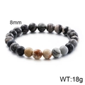 Handmade 8mm matte agate and tiger eye stretch beaded bracelet with mixed natural stone colors - Picture Stone + Map Stone (KB109626-Z)