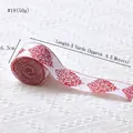 Christmas burlap ribbon roll #18 with red vintage heraldic prints 6.3cm wide 5 yards - #18 (White Red European Pattern-6.3cm)
