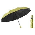 Automatic light green folding umbrella with black UV coating and matching handle - 10-Rib Automatic / Matcha Green