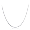 Minimalist 1mm S925 sterling silver snake bone chain necklace with high polish finish - White Gold