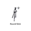 Detail view of the black cylindrical metal pendants and minimalist circular ear clip design - Black Round Bar Stud (Single)