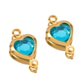 Golden heart-shaped blue crystal jewelry pendant connector for DIY necklaces - Gold Base-Blue