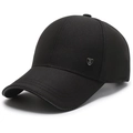 Gorra de béisbol negra clásica con logo de escudo plateado y detalle en el borde - Ajustable / Negro