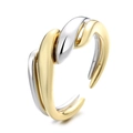 Modieuze tweekleurige gedraaide S925 sterling zilveren open ringen in goud en zilver - Verstelbaar Open / Gevlochten Tweekleurige Legering Ring