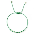 Pulsera de la amistad tejida verde ajustable con cuentas doradas y cierre de nudo corredizo - Ajuste de Cuentas de Oro Trenzado Verde