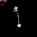 Orecchini a clip magnetici a stella in argento con zirconi e design a goccia lunga - Clip per Orecchie Magnetico a Stella d'Argento