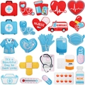 Set di 23 toppe ricamate mediche con ambulanza e infermiera per decorazione di vestiti - Set Completo a Tema Soccorso Medico
