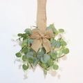 Nordic artificial eucalyptus leaf wreath with linen bow for Easter home wall decoration - 8cm White Beads Eucalyptus Burlap Bow Hanging Ring