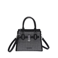 Petit sac à main carré mode noir et blanc orné de strass argentés scintillants - Noir Argent