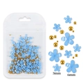 Blue resin flower nail art charms with gold beads in 3mm and 6mm sizes, mixed pack - Blue Flower With Gold Bead