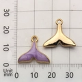 Gold and purple mermaid tail alloy pendants for DIY jewelry making with metric measurements - Mermaid Tail 15x17mm