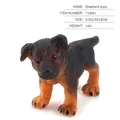 Realistic shepherd pup animal model figurine in black and brown finish, size 6.3x2.5x3.8cm - Shepherd Pups Type B
