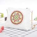 White DIY diamond painting crossbody bag featuring a colorful mandala rhinestone pattern - Colorful Mandala (White) (AA081)