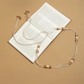 Bohemian handmade woven waist chain with wooden beads and tassels in beige and natural wood - X502 White Rope