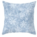 Gros plan du motif de flocons de neige bleus sur une taie d'oreiller carrée d'hiver - Bleu Clair Flocons Denses