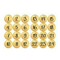Detail of 24 gold Christmas advent calendar stickers with white festive illustrations - T7727 Gold Countdown 1-24 2Sheets