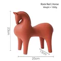 Modern abstract ceramic horse sculpture in reef red finish with textured matte glaze - Matte Reef Red Small Horse 013