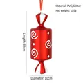 Red Christmas candy hanging ornament with white spiral glitter details, 32cm PVC prop - 32cm Cylindrical Threaded Candy