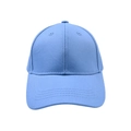 Detalle de gorra de béisbol de algodón azul claro con diseño clásico de seis paneles y costuras - Azul claro