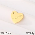 Golden stainless steel heart pendant charm with S.Steel engraving, 8x7mm for DIY jewelry - Gold Heart (KLJ9170-Z)