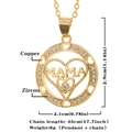 Golden MAMA heart necklace with copper zircon pendant and 45cm chain for Mother's Day - Gold-D393