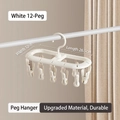 White 12-clip compact laundry hanger for socks and underwear, dimensions 26.5x12cm - Moonlight White 12-Clip Stackable Drying Rack