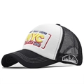 3D NYC geborduurde mesh trucker pet met zwart-wit kleurblok ontwerp - Witzwart