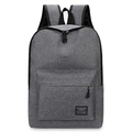 Minimalist grey canvas laptop backpack with front pocket for travel and outdoor hiking - Gray