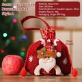 Christmas burlap gift bag featuring a 3D Santa Claus applique with a red drawstring closure - New Burlap Christmas Bag Santa Claus