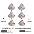 Silver shell drop earrings in stainless steel with detailed dimensions and features - Silver Three-Tier Shell Style (JDEW2310010-S)