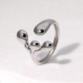 Anillo abierto irregular estilo lava en acero inoxidable plateado pulido - Color Acero